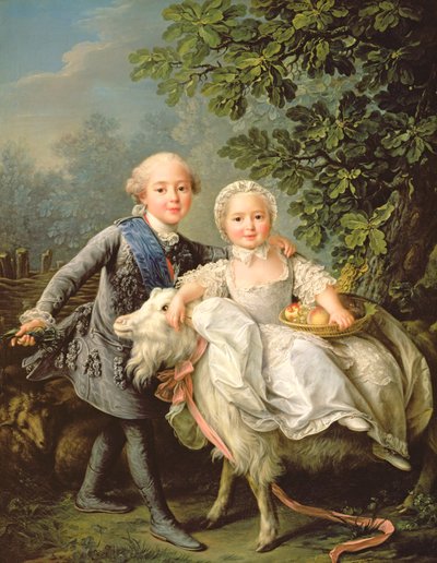 Retrato de Carlos Felipe de Francia (1757-1836) (luego Carlos X) y su hermana María Adelaida (1759-1802) (luego Reina de Cerdeña) 1763 de Francois Hubert Drouais