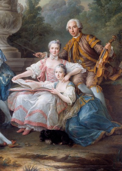 La familia de Louis François du Bouchet, Marqués de Sourches y Gran Preboste de Francia (detalle) de Francois Hubert Drouais