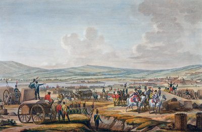 Napoleón visitando las obras del sitio en Danzig dirigido por el mariscal Lefebvre, 9 de mayo de 1807 de Francois Jacques Dequevauviller