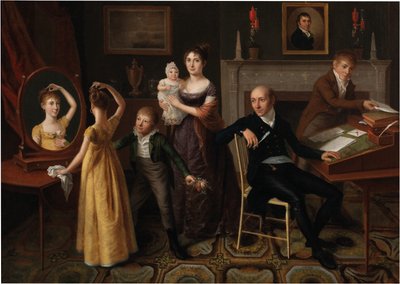 Grupo familiar en un interior de Nueva York de Francois Joseph Bourgoin