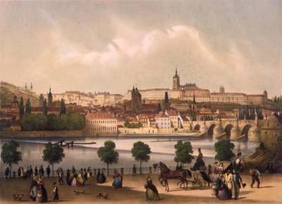 Vista del Barrio Pequeño y el Castillo de Praga Hradcany, c.1845 de Francois Joseph Sandmann