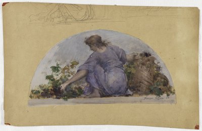 Boceto para el comedor del Hôtel de Ville de París, La Vendange, hacia 1893 (óleo sobre papel) de Francois Lafon