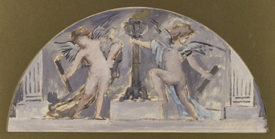 Boceto para el comedor del Hôtel de Ville de París, Dos amantes encendiendo una antorcha de Francois Lafon