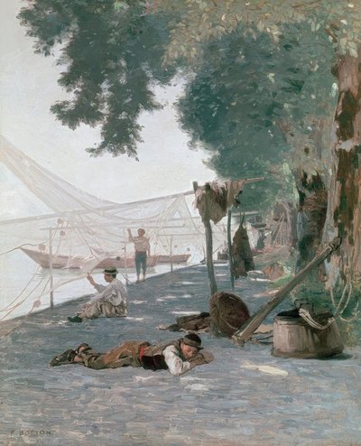 Redes y pescadores de Francois Louis David Bocion