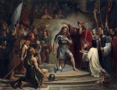 Bautismo de Clodoveo en Reims, 25 de diciembre de 496 de Francois Louis Dejuinne