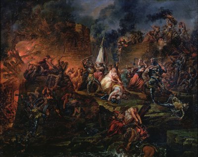 Jeanne Hachette defendiendo Beauvais en 1472 o el sitio de Beauvais de Francois Louis Joseph Watteau