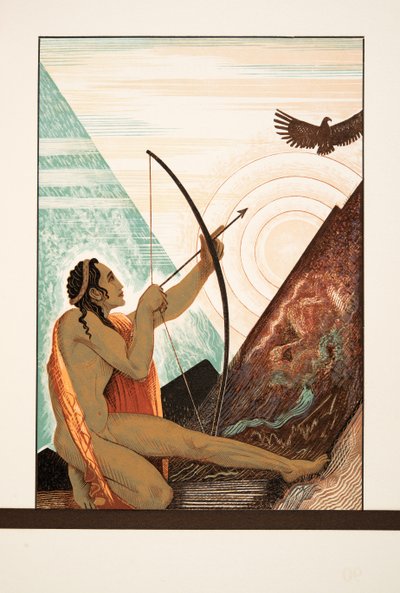 Heracles disparando al Águila de Prometeo Encadenado de Esquilo, pub. 1941 de Francois Louis Schmied