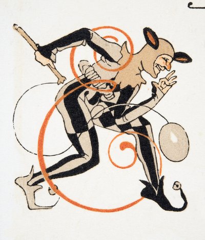 Letra E de Personajes de Comedia, pub. 1922 de Francois Louis Schmied