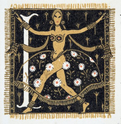Letra "L" de Personages de Comedie, pub. 1922 (impresión en pochoir) de Francois Louis Schmied