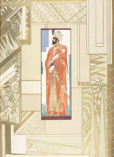 Hombre con turbante, con diseño moderno alrededor de Francois Louis Schmied