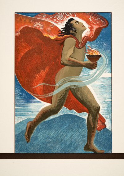 Prometeo corriendo con fuego de Prometeo Encadenado de Esquilo, pub. 1941 de Francois Louis Schmied