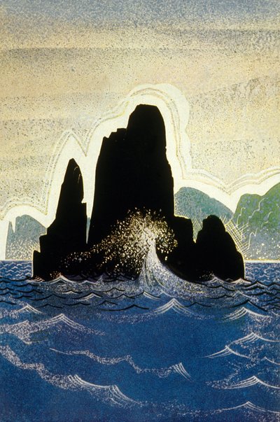 La Odisea de Homero: la roca de Gortyne, grabado por Theo Schmied, 1930-33 de Francois Louis Schmied