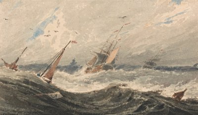 Barcos en un mar tormentoso de Francois Louis Thomas Francia