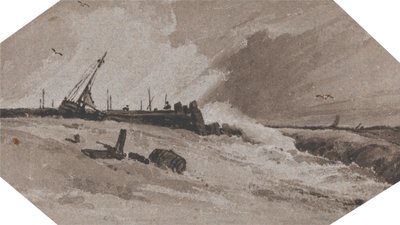Embarcadero en plena tormenta de Francois Louis Thomas Francia
