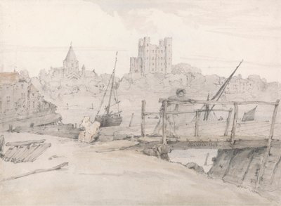 Vista sureste del castillo de Rochester y la catedral de Francois Louis Thomas Francia