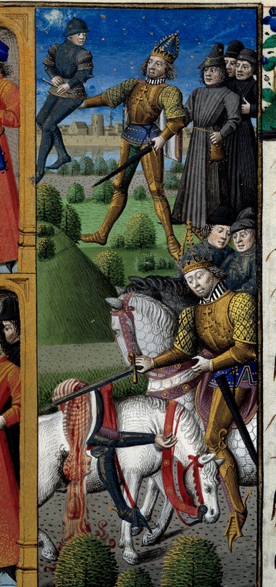 Escenas de la vida de Carlomagno (742-814) Rey de los Francos: escena de combate. Mono de Maître François