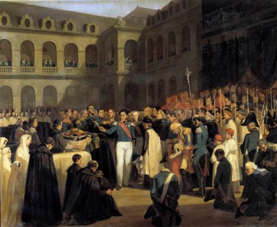 Funeral de las víctimas del atentado de Fieschi el 5/08/1835 en presencia del rey Luis Felipe de Francois Marius Granet