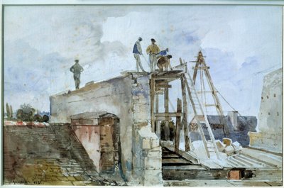 Sitio de construcción de una casa visto desde la ventana de Granet en el Instituto. Acuarela de François Marius Granet (1775-1849). Siglo XIX. Dim. 0,25x0,38 m. París, Museo del Louvre de Francois Marius Granet