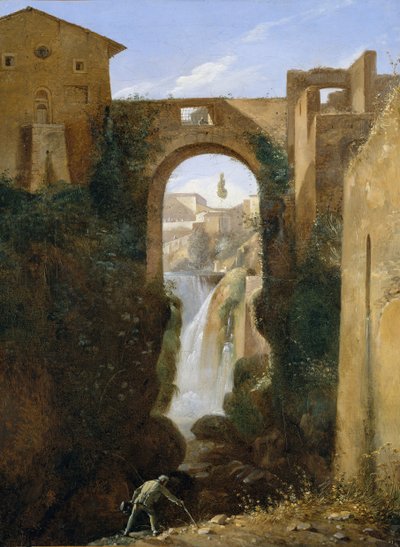 Ponte San Rocco y Cascadas, Tívoli de Francois Marius Granet