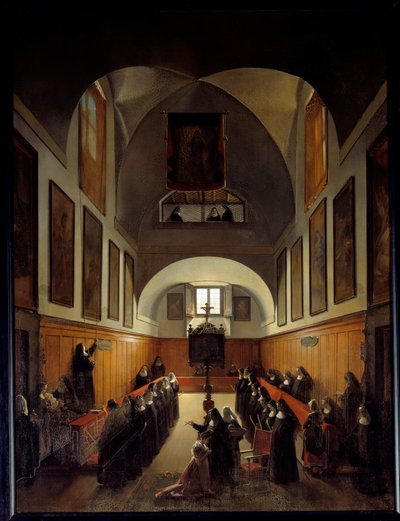 Toma de ropa de una joven de Albano en el coro del convento de Santa Clara en Roma de Francois Marius Granet