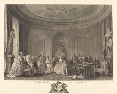 La asamblea en el concierto de Francois Nicolas Barthelemy Dequevauviller after Nicolas Lavreince