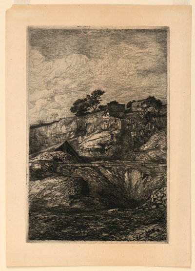 Un paisaje rocoso de Francois Nicolas Chifflart