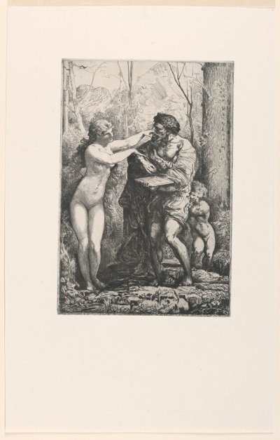 Artista y una ninfa, de Doce grabados de Chifflart de Francois Nicolas Chifflart