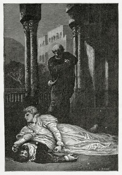 Dona Sol muere sobre el cadáver de Hernani, siglo XIX de Francois Nicolas Chifflart