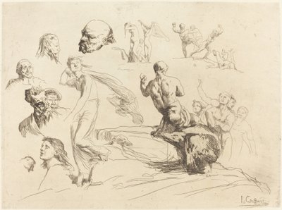 Hoja de bocetos de Francois Nicolas Chifflart