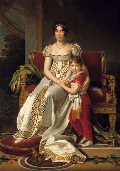 Retrato de cuerpo entero de Hortense de Beauharnais, Reina de Holanda (1783-1837) y su hijo Napoleón Carlos 1807 de Baron François Pascal Simon Gérard