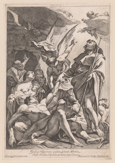 Heilige Rochus es el rey de los pestlijders Hipócrates sofocó la peste en Atenas con fuego (...) (título sobre objeto) de Francois Perrier