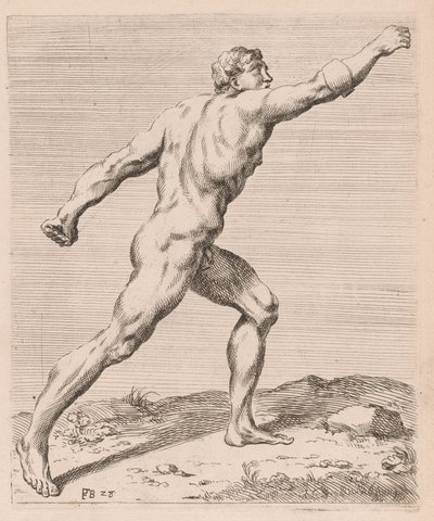 El Gladiador Borghese, vista lateral, girado a la derecha [lámina 28] de Francois Perrier
