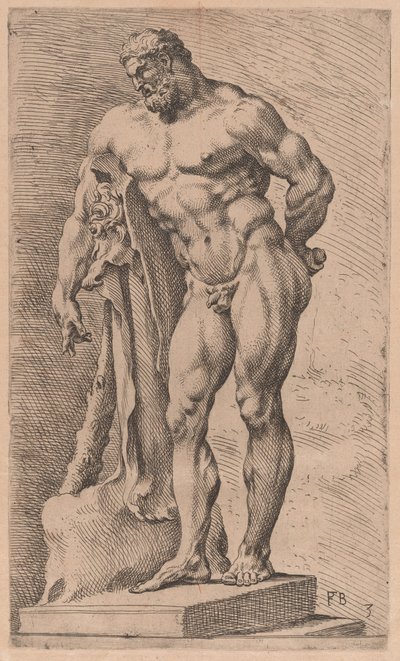 El Hércules Farnesio, vista de tres cuartos girada a la izquierda [placa 3] de Francois Perrier