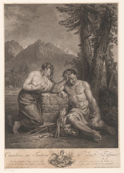 Pareja canadiense en la tumba de su hijo Canadiens au Tombeau de Leur Enfant (título sobre el objeto) de Francois Robert Ingouf