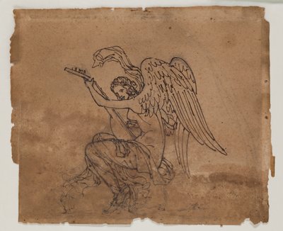 Figura alegórica con laúd, c.1825 (tinta y tiza sobre papel) de Francois Rude