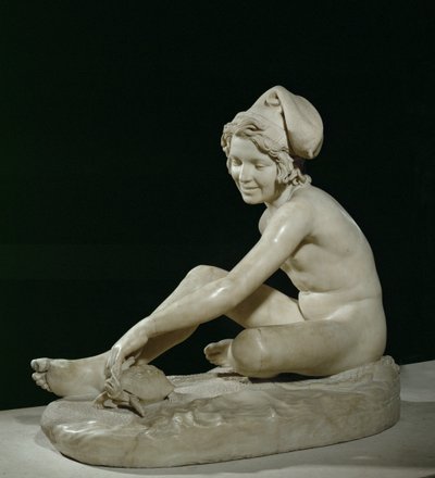 Niño pescador napolitano jugando con una tortuga (escultura) de Francois Rude