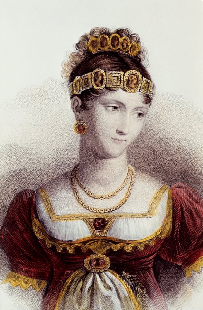 Retrato de Paulina Bonaparte (litografía en color) de Francois Seraphin (after) Delpech
