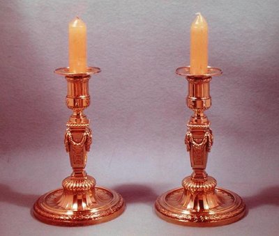 Dos candelabros (plata dorada) de Francois Thomas Germain