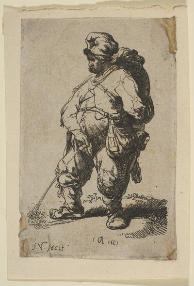 Un hombre orinando, siglo XVIII de Francois Vivares