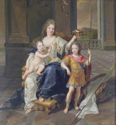 Duquesa de la Ferté con el Duque de Bretaña y el Duque de Anjou (Luis XV) c.1712 de Francois de Troy