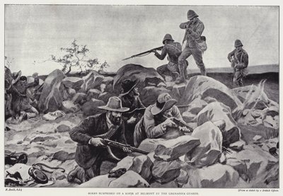 Bóers sorprendidos en una colina en Belmont por los Guardias Granaderos de Frank (after) Dadd