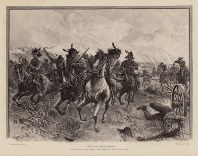 Huelga de valientes durante un levantamiento de nativos americanos (grabado) de Frank (after) Feller