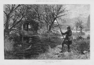 Pescador de lucios capturando un pez grande de Frank (after) Feller