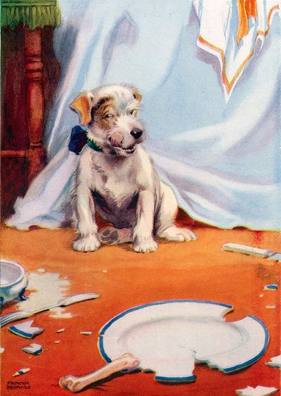 Perro con plato roto de Frank Adams