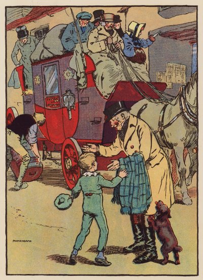 El bisabuelo viajaba en diligencia (litografía en color) de Frank Adams
