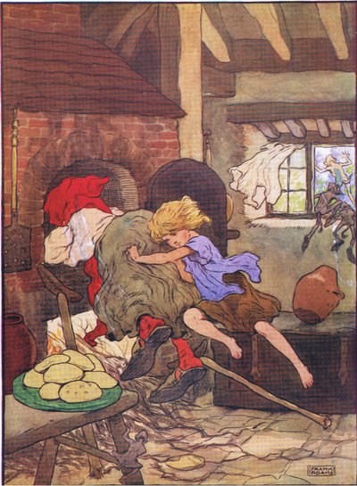 Gretel rápidamente la empujó al horno, de Hansel y Gretel publicado por Blackie & Son Limited, c.1940 de Frank Adams