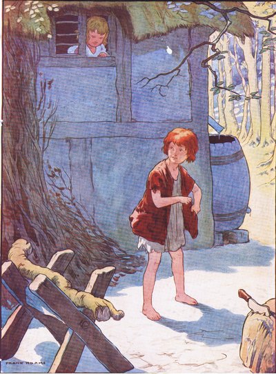 Hansel llenó su bolsillo con piedras, de Hansel y Gretel publicado por Blackie & Son Limited, c.1940 de Frank Adams