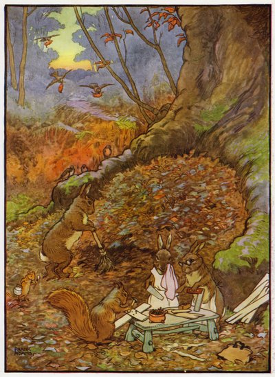 Ilustración para Babes in the Wood (litografía en color) de Frank Adams