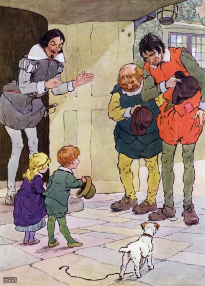 Ilustración para Los niños en el bosque (litografía en color) de Frank Adams