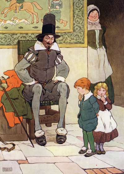 Ilustración para "Los niños en el bosque" (litografía en color) de Frank Adams